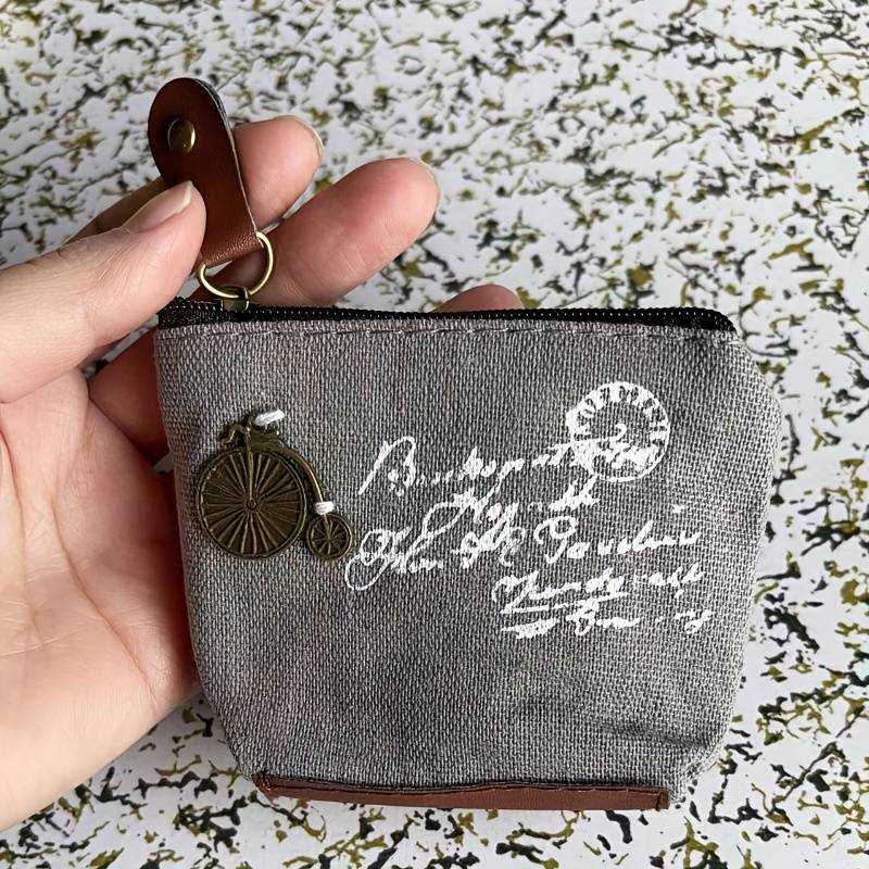 1pc Vintage-Inspired Canvas Wallet with ZipperCompact High-Quality Large Capacity Women's