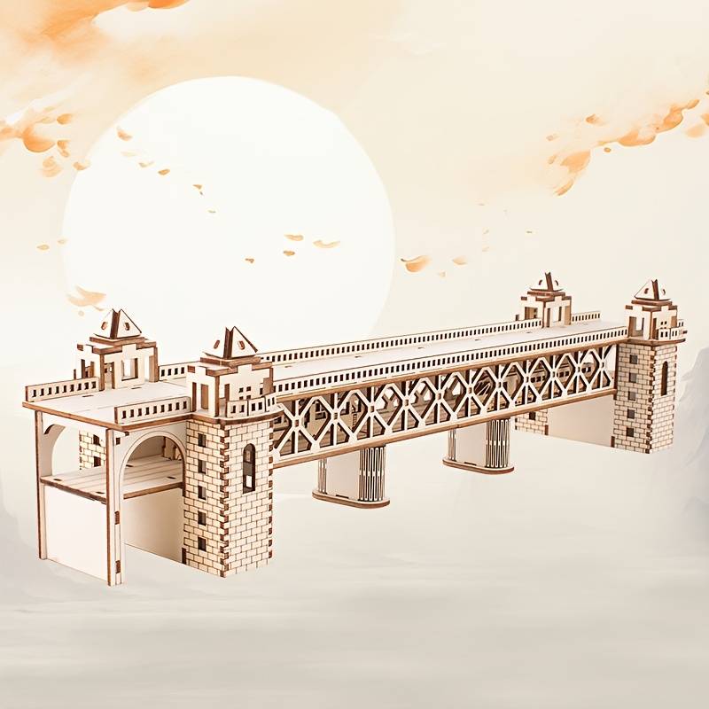 Building Toy Architectural Model Toy Set Items A Set Of Wooden Bridge Model Puzzles