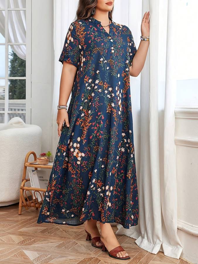 Women S Dress Color Blue Size 1Xl