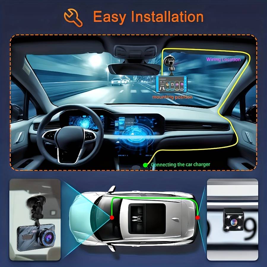 Dashcam Items 4 Inch Alloy Dual Recording   64Gb Memory Card