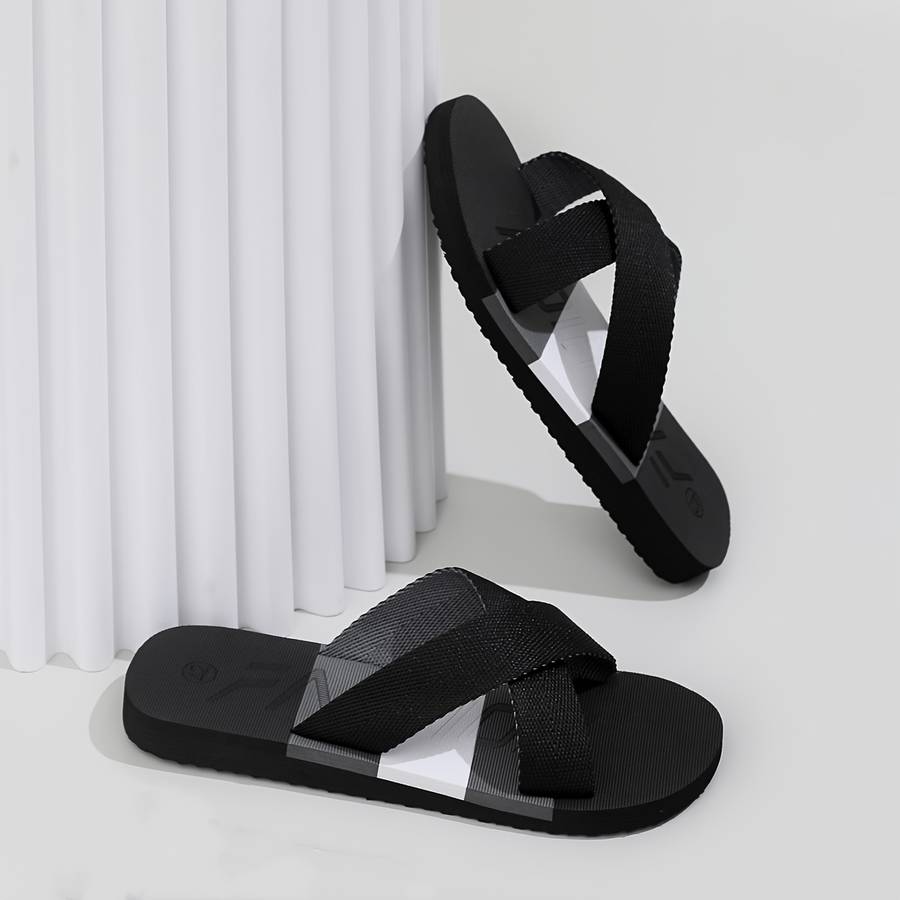 Men Slippers Summer Style Black Size Uk 7