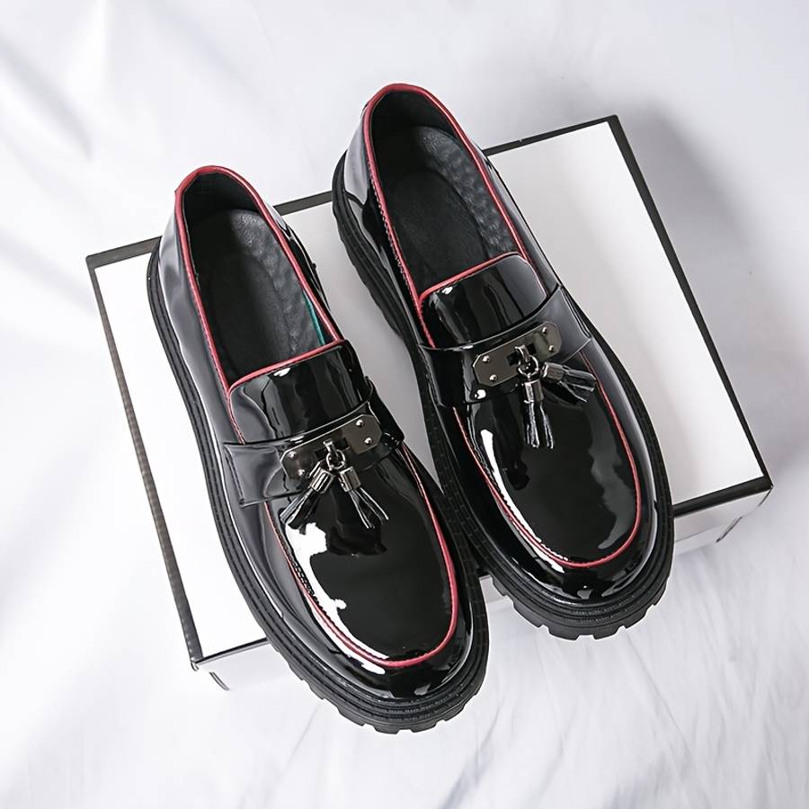 Mens Leather Shoes Color Blackred Sizeuk 7