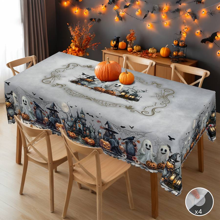 Halloween tablecloth decoration size Round 60Inch 152cm add 4pcs Self adhesive