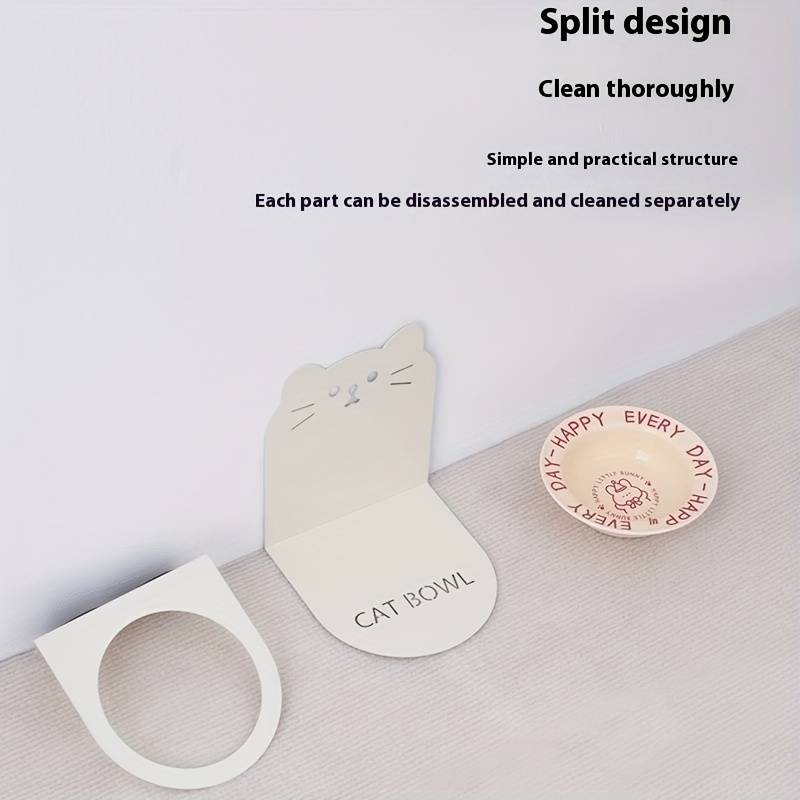 Pet Supplies Color Flying Saucer Bowl  Add   Cat Magnetic Holder  Beige