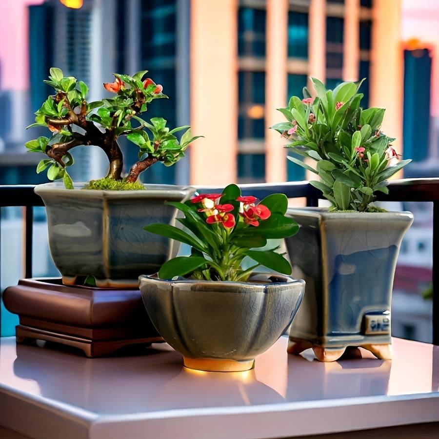 Flowerpot Style Zy Kiln Transformation Blue Three-Piece Set