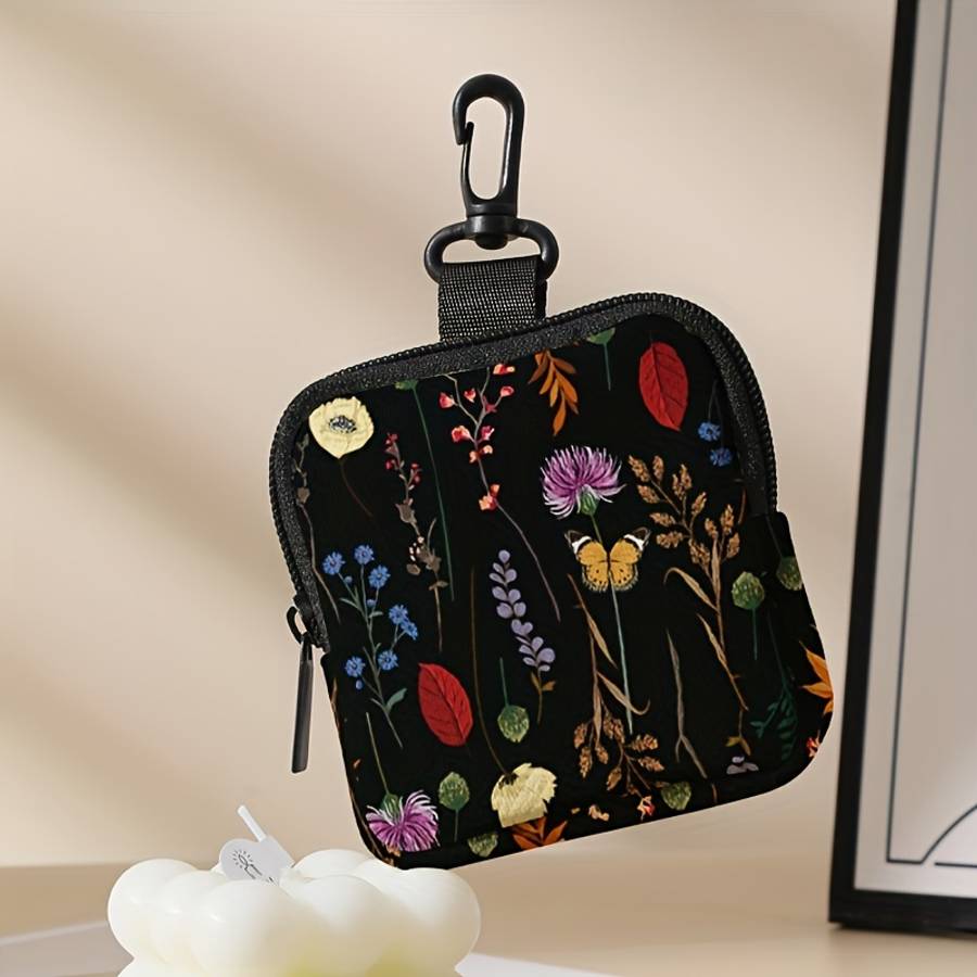 Flower And Butterfly Print Pattern Large Capacity Coin Wallet Digital Printing Coin Wallet Stor