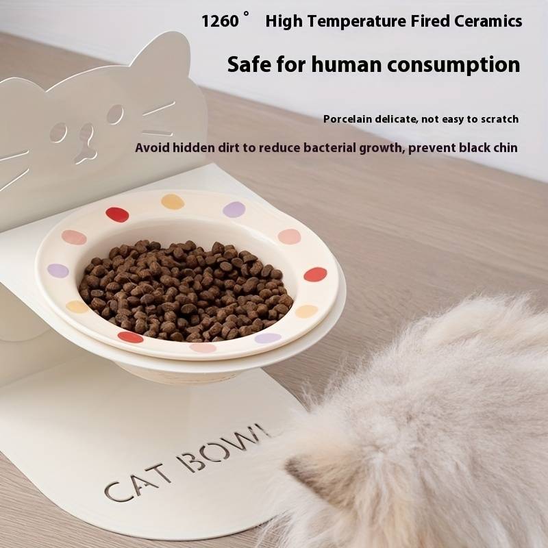 Pet Supplies Color Flying Saucer Bowl  Add   Cat Magnetic Holder  Beige