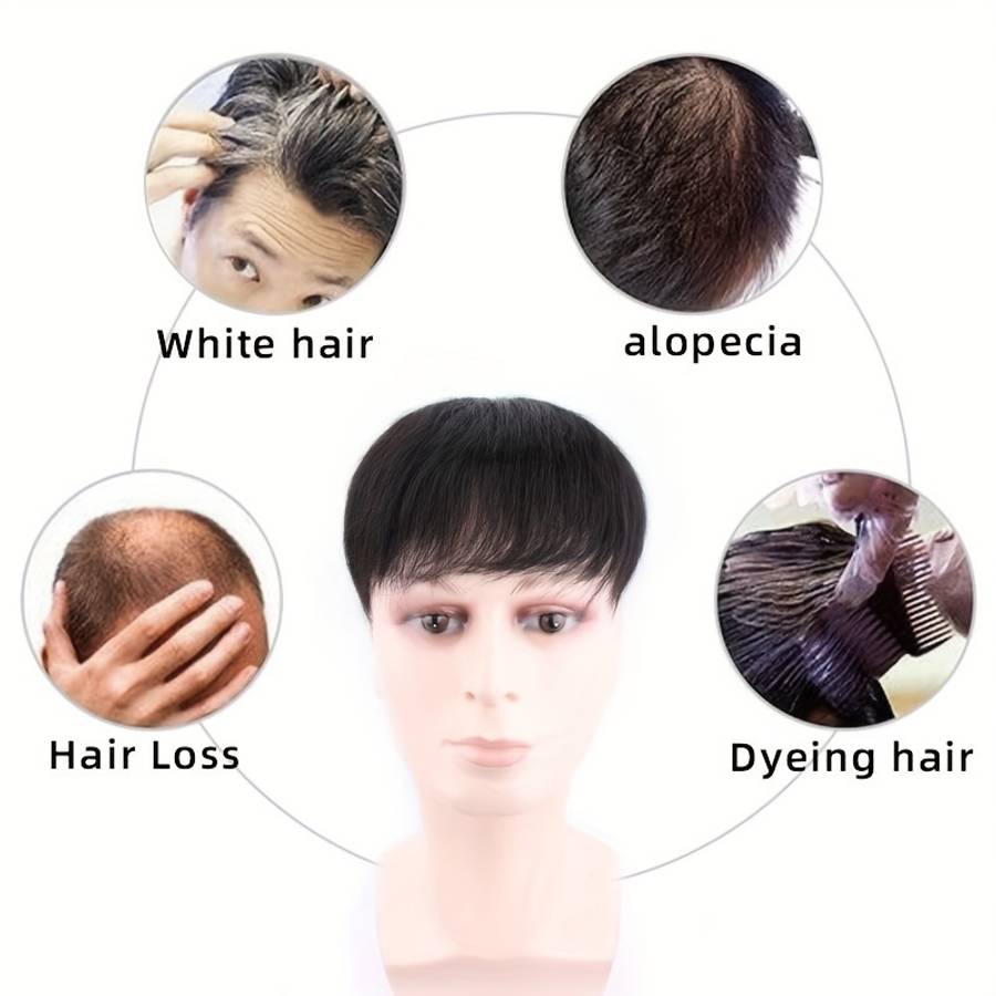 Natural Black Mens Wigs Hair Length 10.16Cm