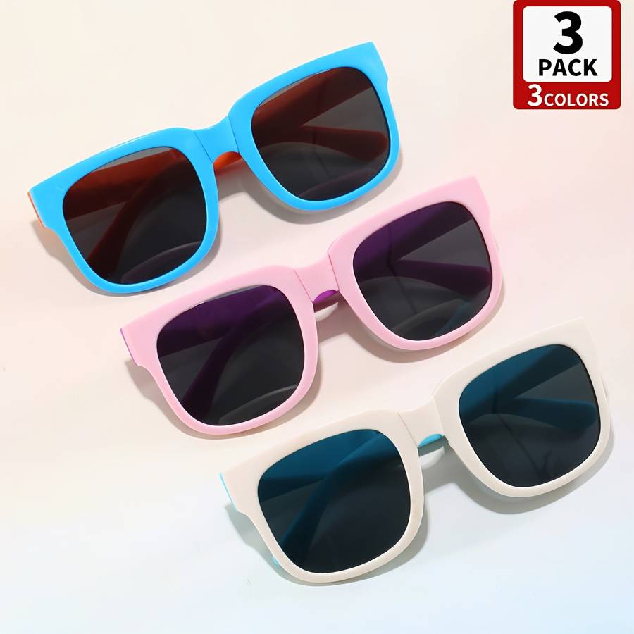 Kids Glasses 3Pcs Color Blue Orange Green Orange Black And Red