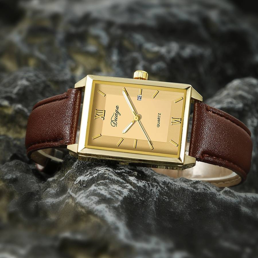 4Pcs Set Of Stylish Square Quartz Watches For Men Perfect For