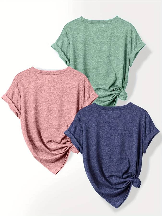 Womens T Shirt Color Light Green   Pink   Sea Blue Size4Xl