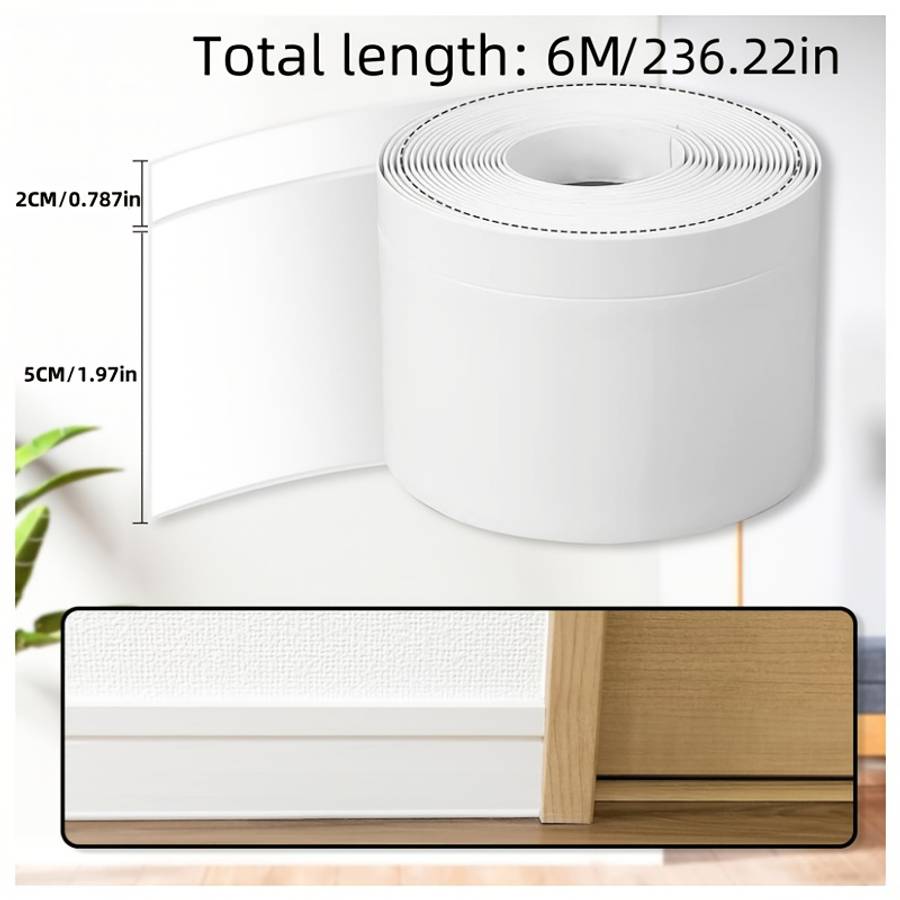 Skirting Board 6 Meters Long 50*20Mm White Pvc Selfadhesive Soft Kick Line 1 Yellow Scraper