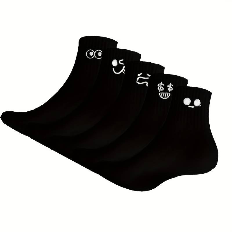5 Pairs Black One Size High Elastic Socks