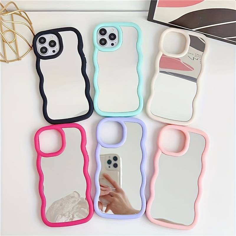 1Pc Pink Red Color For iPhone 7 8 SE2 SE3 Makeup Mirror Phone Case