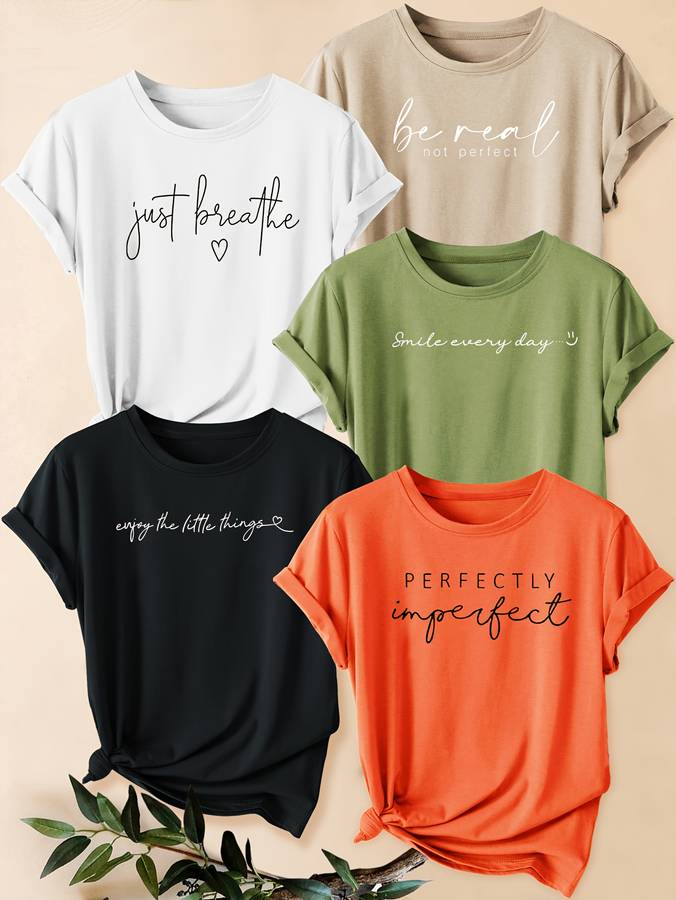 Womens T Shirt Color White Black Light Pink Army Green Sizes