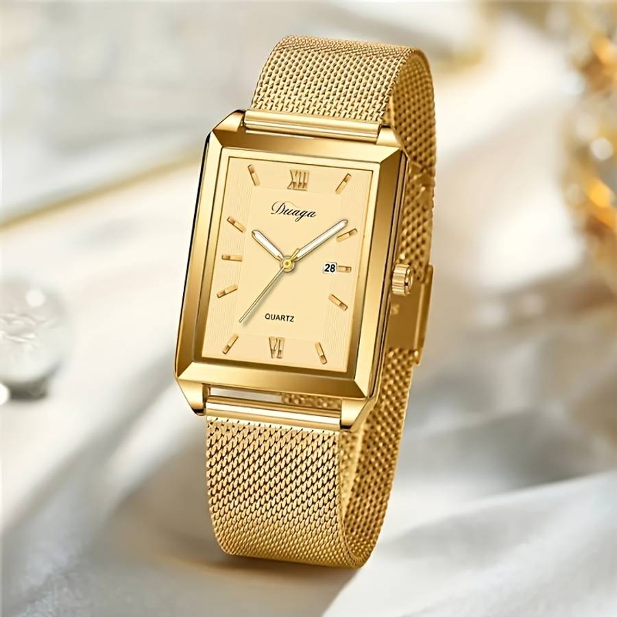4Pcs Men Business Versatile Roman Numeral Quartz Watch Minimalist Cross Items