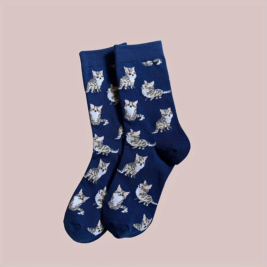 Women S Socks Color 1 Pair Of Blue Kitty Socks Size Onesize