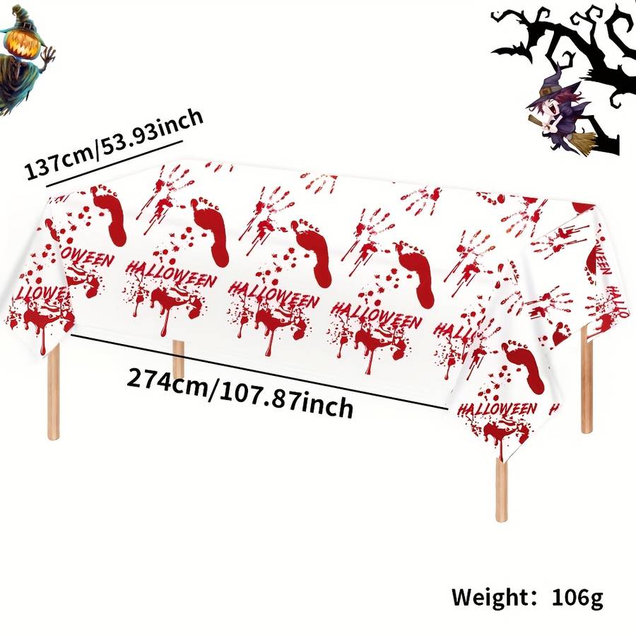 Halloween tablecloth decoration Style Bloodstained Handprint and Footprint Tablecloth