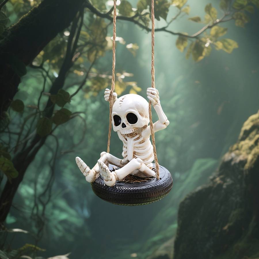 Halloween Decorations Material Resin Antique Swing Tire Skeleton