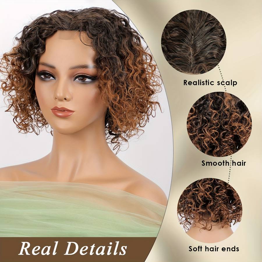 Yellowish-Brown Womens Wigs Hair Length 25.4Cm