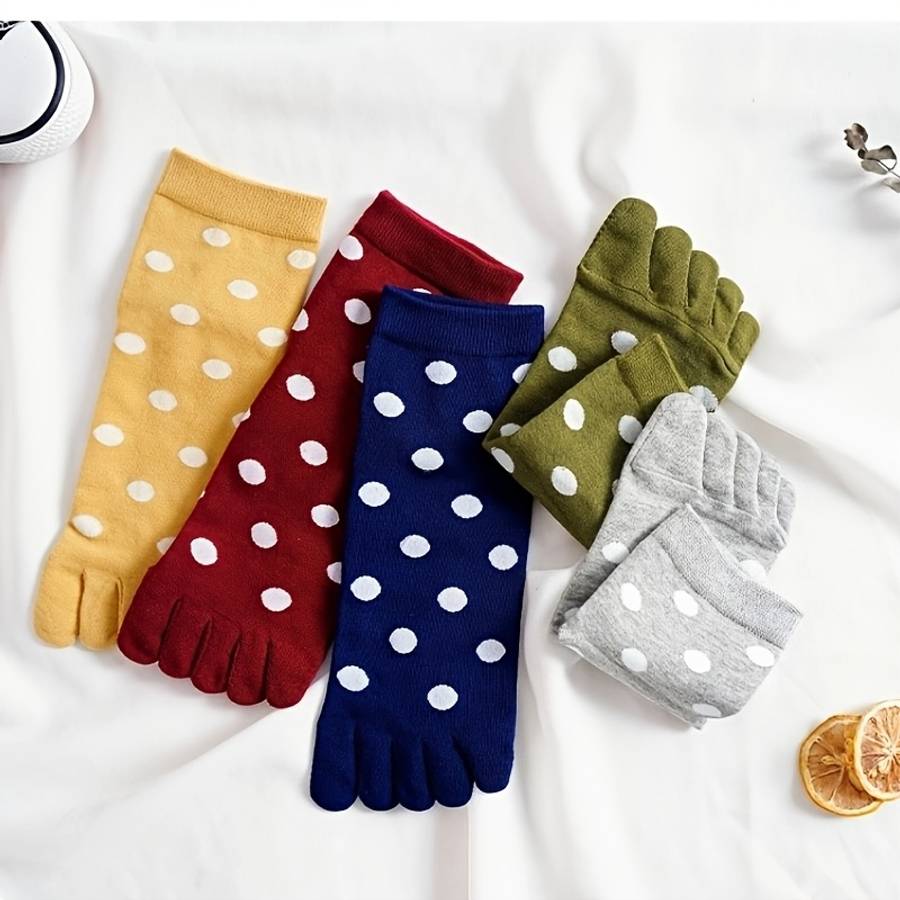 Women S Socks Color Round Dot Mixed Color 5 Pairs Pack Size Onesize