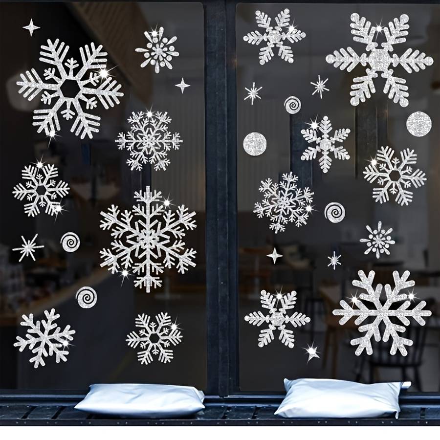 Window Stickers Color Silvery 2Sheets 59Pcs