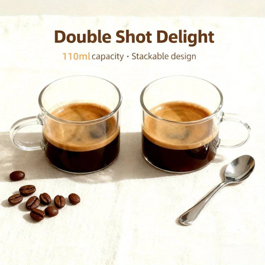 Water Cup Items 2Pcs Round Transparent Glass With Handle