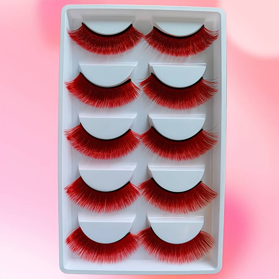 5 Pairs Natural Volume Mink Lashes Color 5pairs Mixed Colourful Eyelash 07mm