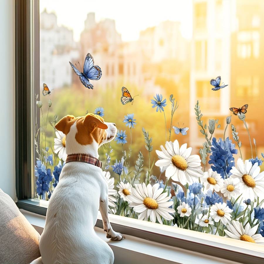 Window Stickers Style Wildflowers And Butterflies Sticker
