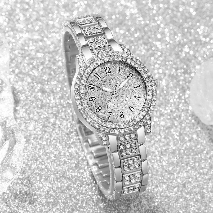 Classic Women Quartz Watch Rhinestone Heart Jewelry Alloy Dial 3