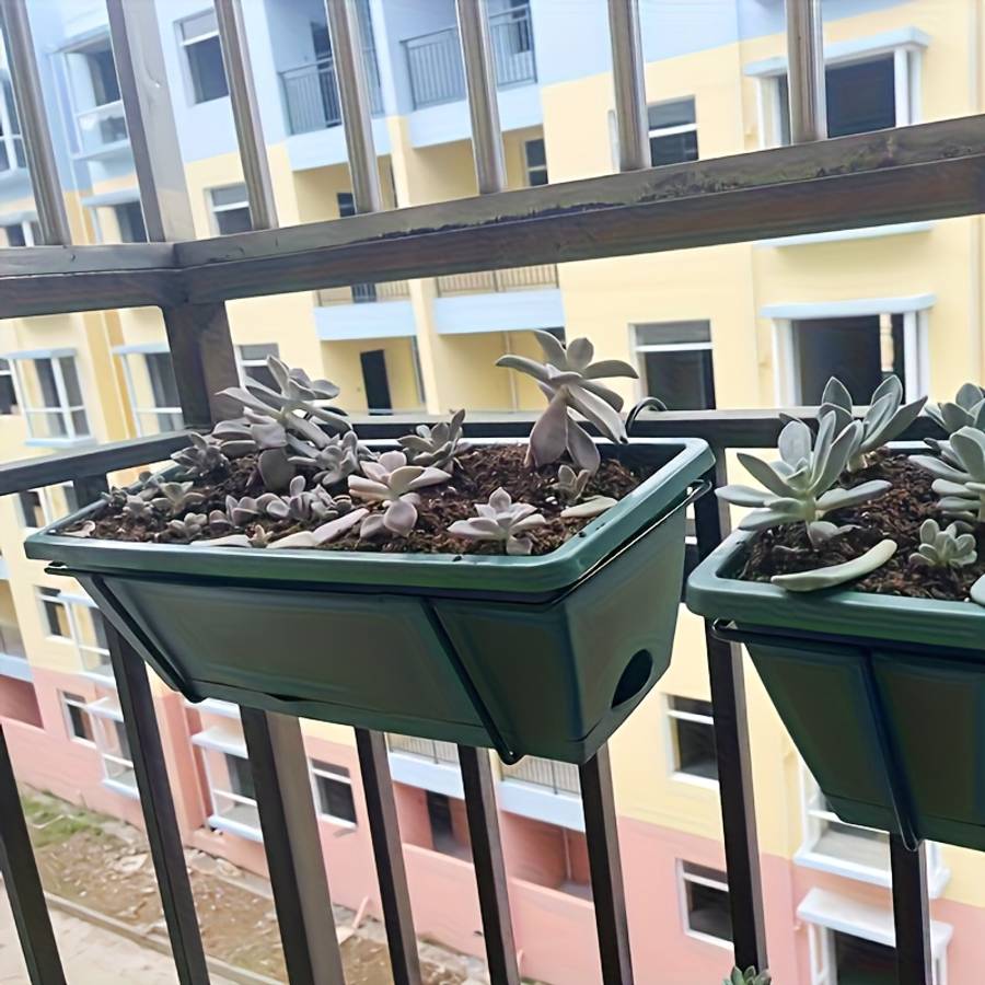 Flowerpot Items 3 Piece Set Basin  Tray  Black Rack Dark Green
