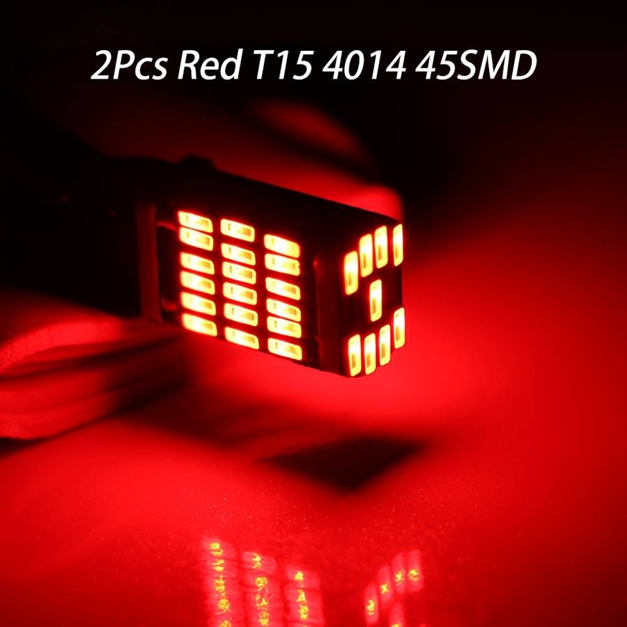 2pcs Red LED Turn Signal Lamp Bulbs T15 W16W 921 912 T16 902 Super Bright 45 SMD 40