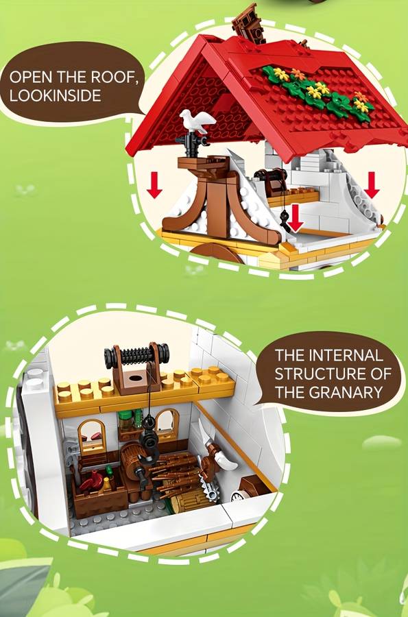 Building Toy Architectural Model Toy Set Color Granary  720 Pieces