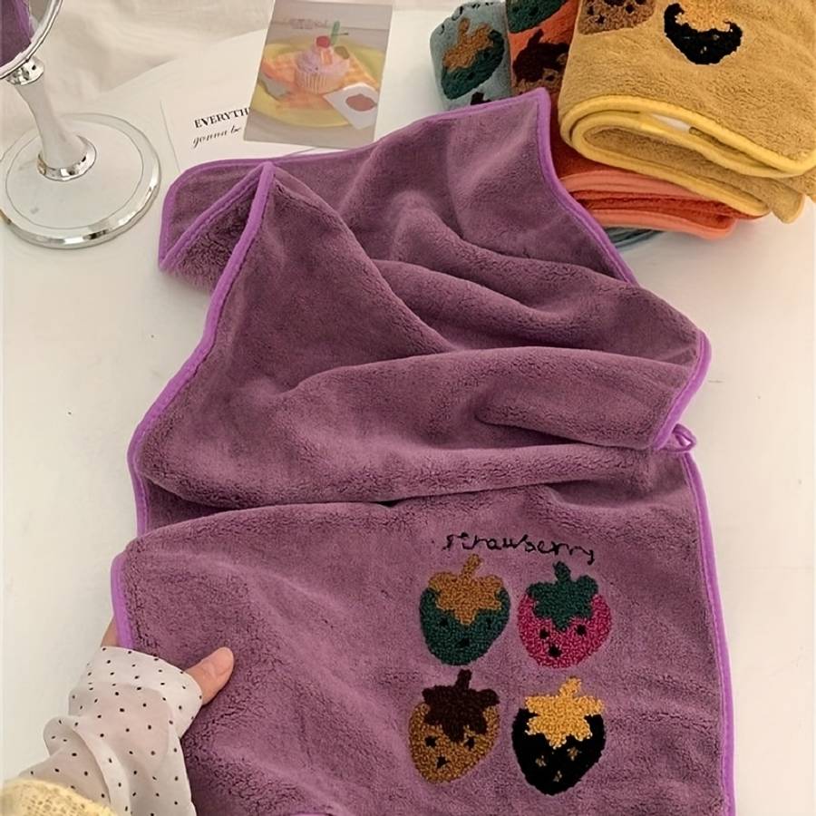 Towel Color Pack Of 5 Strawberry Embroidered Towels