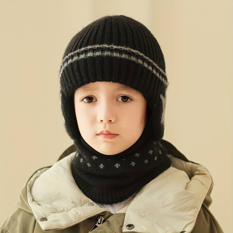 Winter Hat Color Five Star Ear Protection Set Black