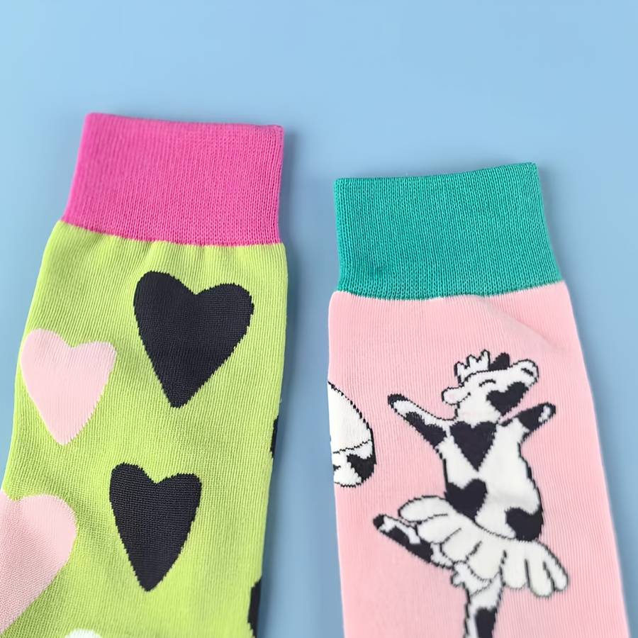 Women S Socks Color Mixed Colorscow Heart1 Pair Size Onesize