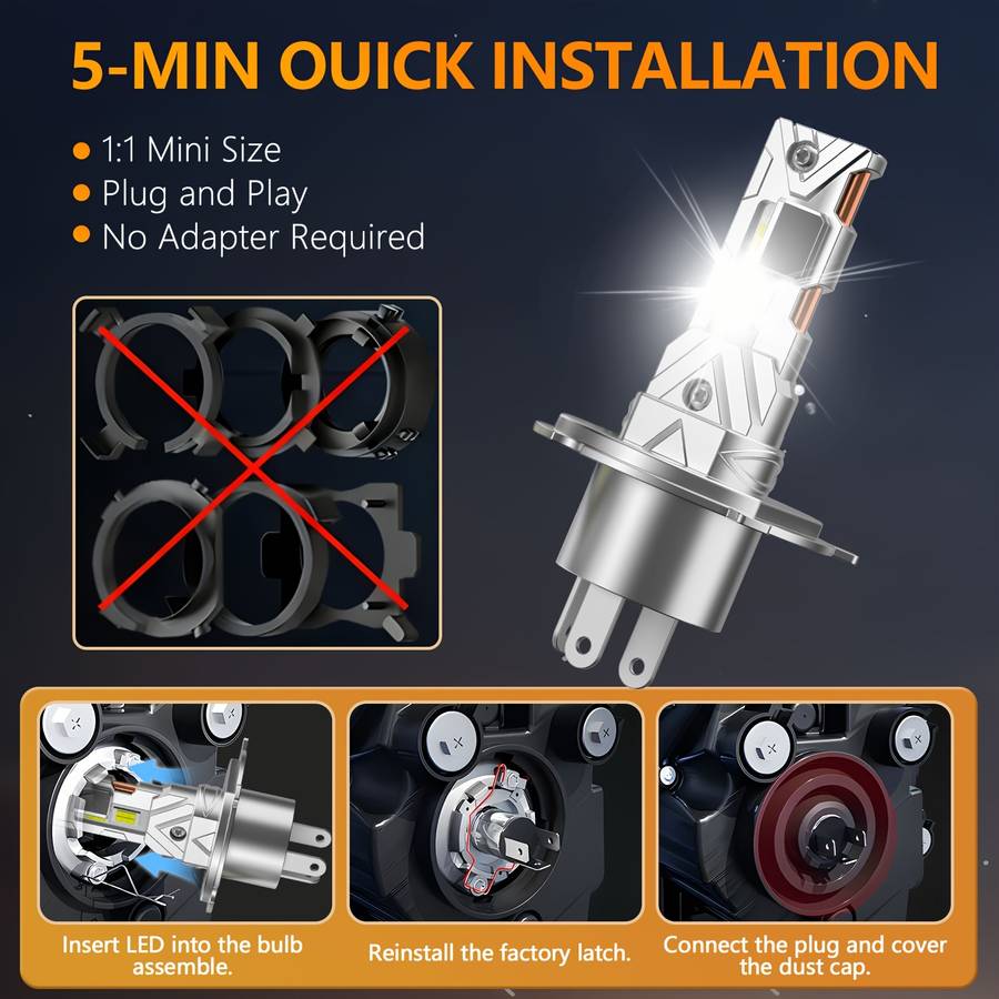 Car Lights Items 2Pcs Upgrade H4 Led Bulbs