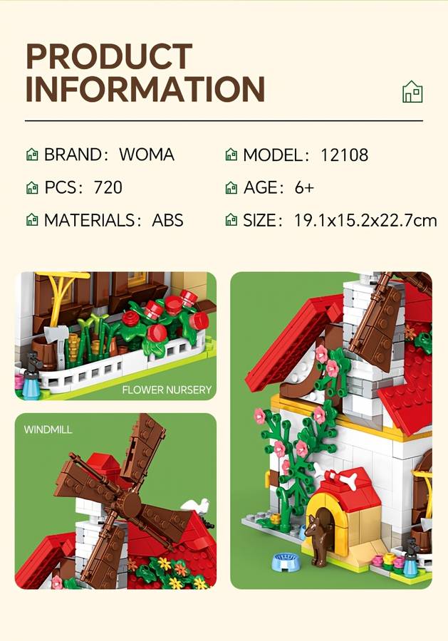 Building Toy Architectural Model Toy Set Color Granary  720 Pieces