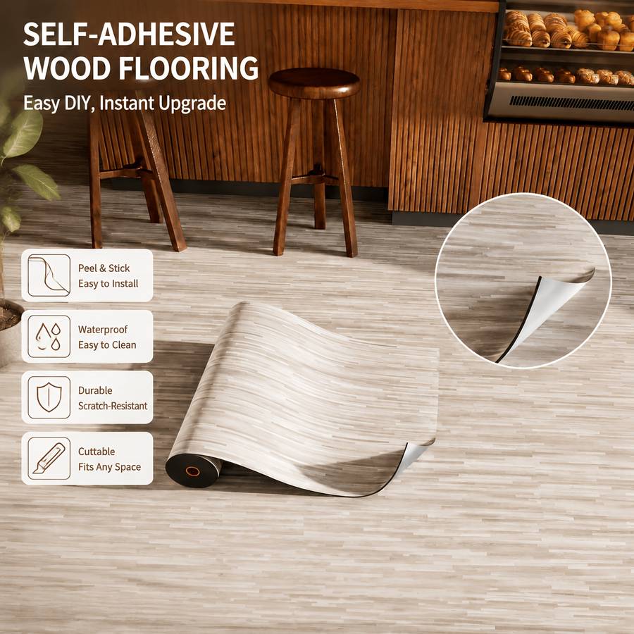 Self Adhesive Floor Stickers Dark Walnut Grain 2 Rolls Covers 2.4 Square Meters