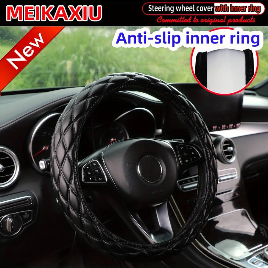 Car Steering Wheel Cover Black Blue Model 36Cm(14.17Inch)/38Cm(15Inch)