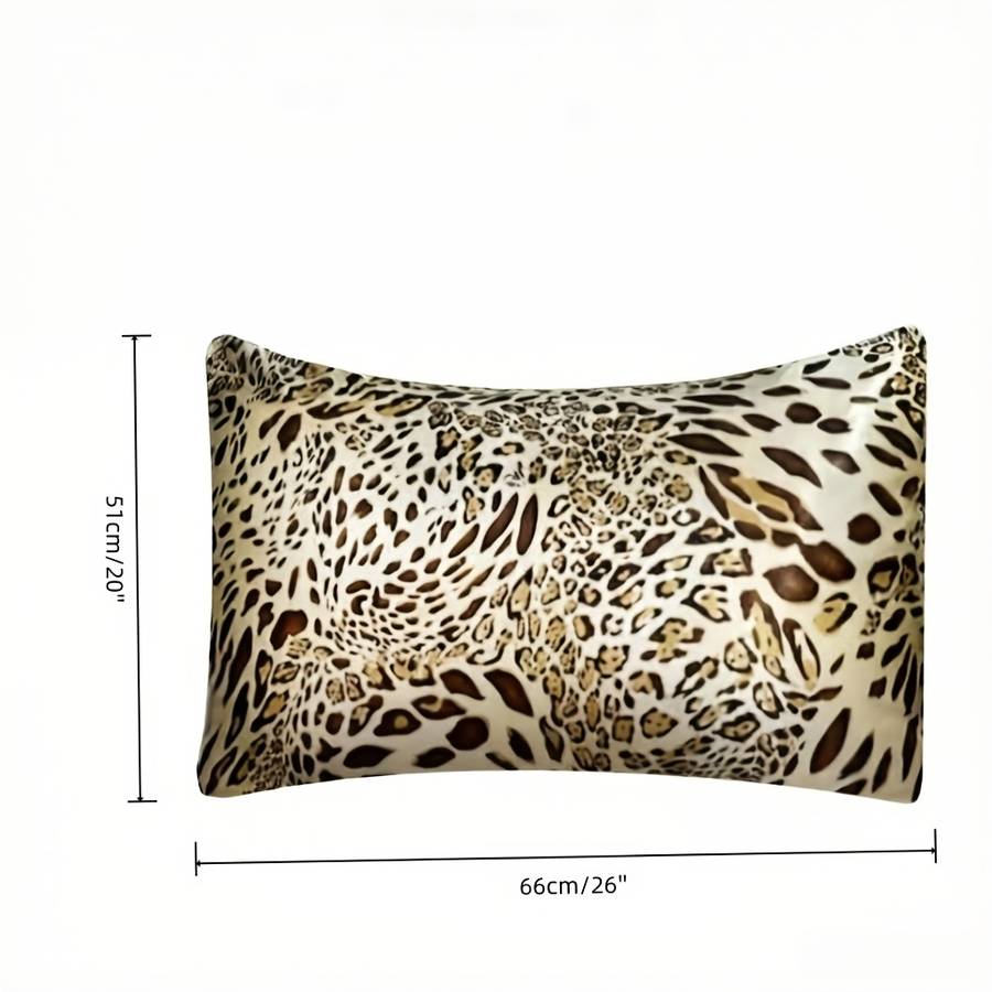 Satin Pillowcase Color Wheatcolored Leopard Print Size50Cm*66Cm