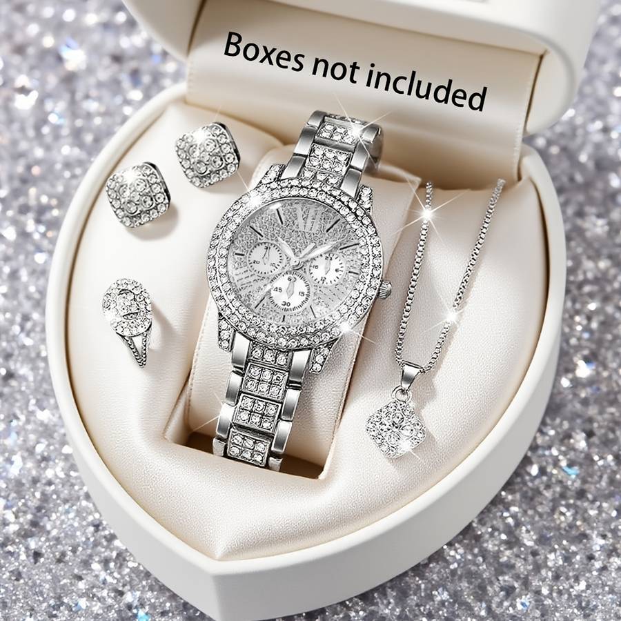 Professional Casual Simulated Women Quartz Sparkling Drill Stainless Steel
