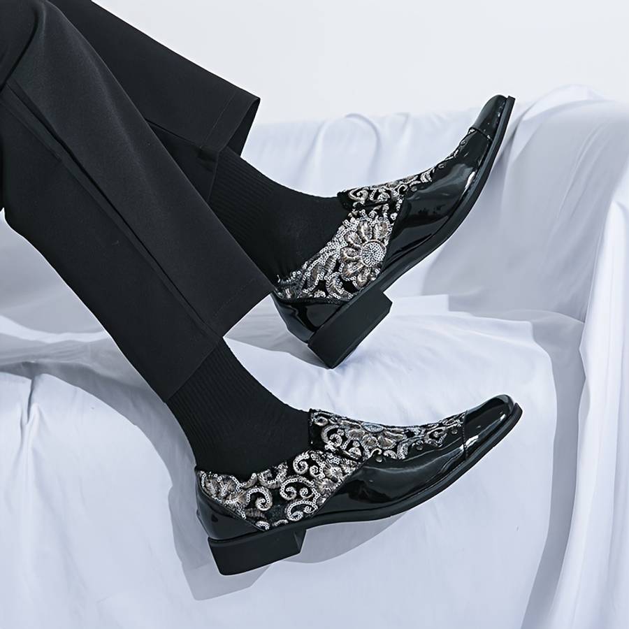Mens Leather Shoes Color Black And White Sizeuk 6.5