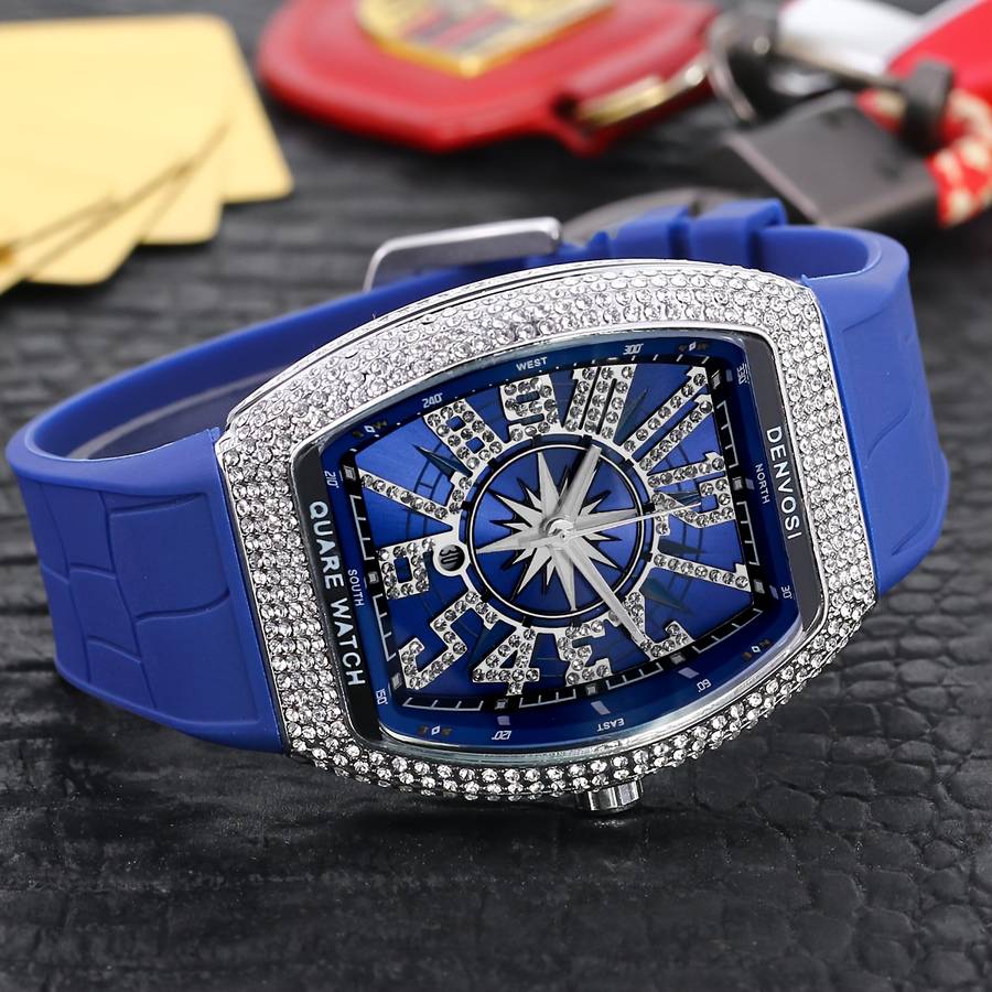 Modern Mens Luxury Watch Starry Sky Design Wine Barrel Stylecolor Silvery