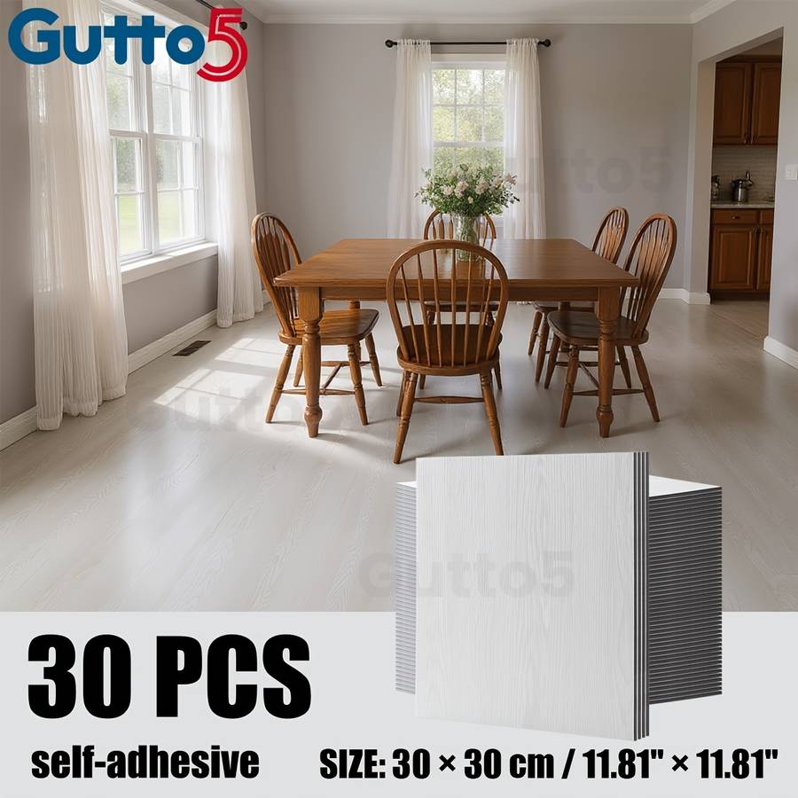 Self Adhesive Floor Stickers 30Pcs 11.8"11.8" 30Cm30Cm Dark Walnut