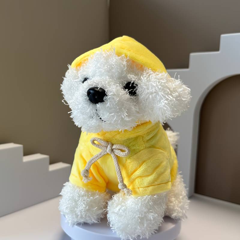 Toy Doll Color White Teddy In Yellow Hoodie