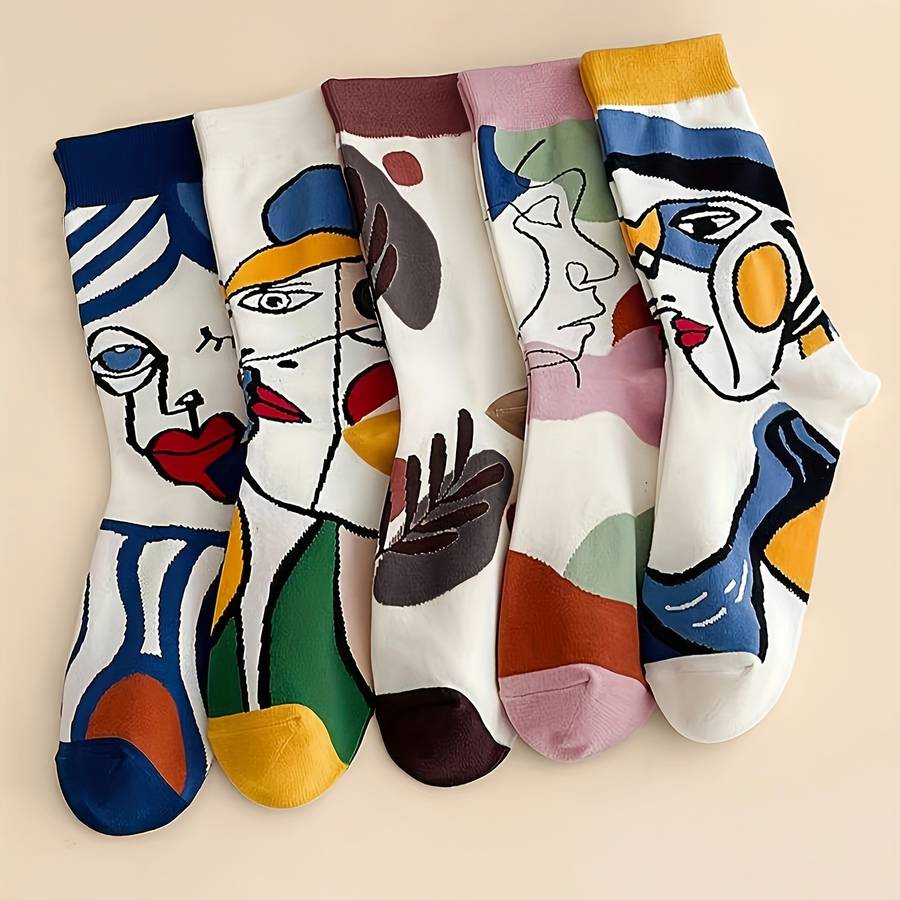 5 Pairs Mixed Color One Size High Elastic Socks