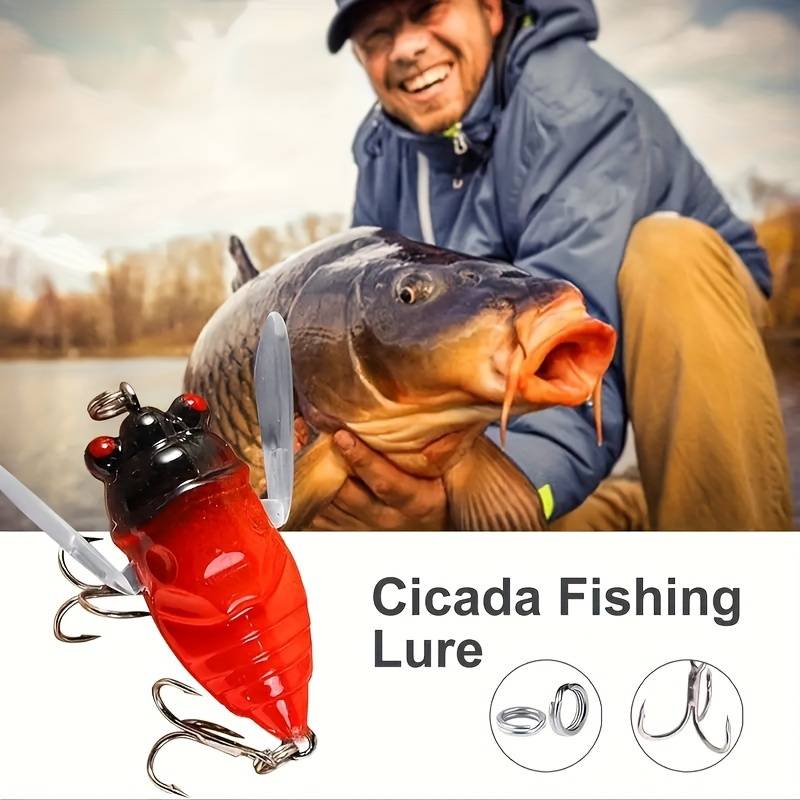 1pc 3D Eyes Cicada Fishing Lure Durable ABS Hard Bait for Freshwater Saltwater Angling
