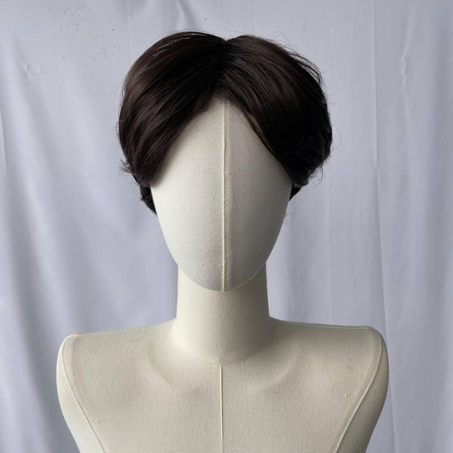 Dark Brown Mens Wigs Hair Length 10.16Cm