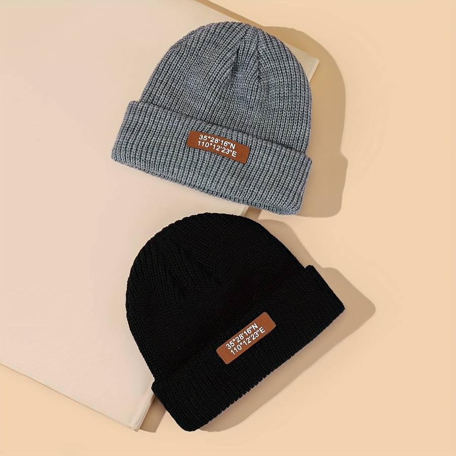 Winter Hat Color 2Pcs Long Style